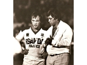 86 - Captain Wally and Coach Artie during a 1982 KB Cup game