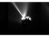 37 - Rosetta probe photo of a comet up close with flash when object hit it