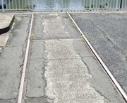 84 - Small portion of tram track on the southern pylon of the old Victoria Bridge