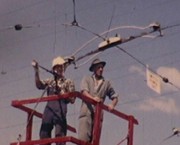 85 - Cutting down the overhead tram wires after the closure of the tram network