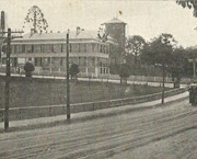 8 - An early electric tram passes the Royal Brisbane Hospital